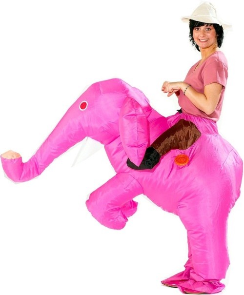 Mascottepak Opblaasbaar kostuum - Roze olifant